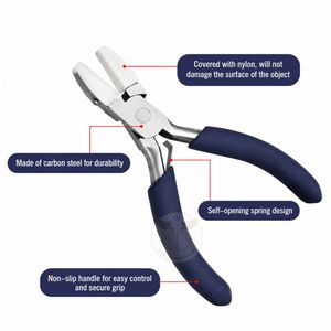 145mm Nylon Jaws Flat Nose Plier Smooth Jaws Spring Finger Grip Foaming Handles for Jewelry <b>Wire</b> Wrapping <b>Crimping</b> OEM Fishing - Product Image 6