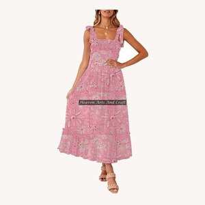 2026 Summer New Fashion Women Style Up Sleeveless Spaghetti Strap <b>Dress</b> Printed Floral Elegance Loose Casual Spaghetti <b>Dresses</b> - Product Image 5