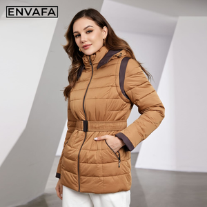Veste d'hiver courte tendance pour femme, gilet à manches amovibles, ensemble deux pièces chaud et coupe-vent, manteau de mode, parka pour femme, vente en gros - Product Image 4