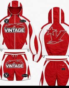 Custom Men's Tracksuit Set Polyester Nylon Reflective Windbreaker <b>Jacket</b> and Shorts Set Men's Tracksuit - Product Image 5