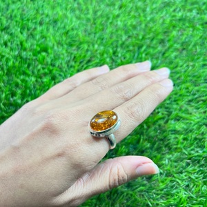 Bague en ambre baltique naturel, argent sterling 925, faite à la main, pour elle, ambre taille ovale, bijoux en argent, fournisseur en gros - Product Image 6