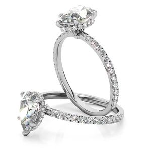 Anillo de compromiso de oro macizo de 18k con diamante de corte pera cultivado en laboratorio, estilo nuevo, para mujer, para uso nupcial. - Product Image 3