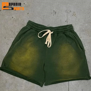 Pantalones Cortos Deportivos Personalizados para Hombre, hasta la Mitad de la Rodilla, con Efecto Desgastado por el Sol, Tejido de Felpa 100% Algodón, Estilo Casual, Diseño Sólido, Servicio OEM, Ecológicos - Product Image 1