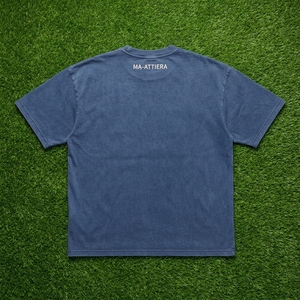 เสื้อยืดผู้ชายสีน้ำเงินฟอกสี คอกลม แขนสั้น ทรงหลวม สไตล์ลำลอง เสื้อผ้าสตรีทแวร์ - Product Image 5