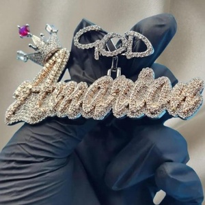 จี้เพชรโมอิสซาไนต์ทรงกลม VVS1 ตัวอักษรประดับเงินแท้ 925 สไตล์ฮิปฮอป ประดับเพชรสองชั้น จี้ตัวอักษรสำหรับวันเกิด - Product Image 2