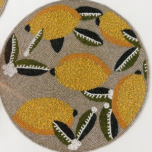 Handmade Cotton Beaded Wedding Round Placemat with Lemon Slice and Shamrock Designs-Saro Lifestyle - Product Image 6