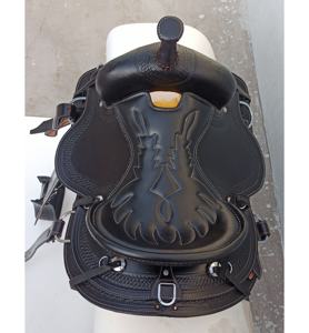 Selle de cheval en cuir Western Bull usinée à la main noire - Product Image 5
