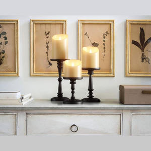 Matte <b>Black</b> Metal <b>Candlestick</b> Holder Set of 3 Circular Home Decoration 6 8 10 Inch - Product Image 1
