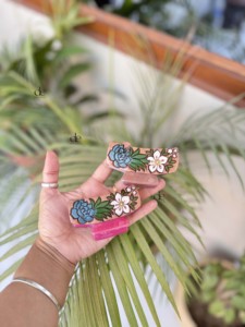 Pinzas para el Cabello de Cuero con Diseño Floral, Hechas a Mano, Estilo Vintage, Elegantes, de Cuero Genuino, para Uso Diario, Accesorios para el Cabello de Mujer - Product Image 2