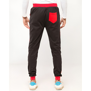 Men Side Striped & Red <b>Elastic</b> <b>Waist</b> Design & Slim Fit Casual Sports <b>Trousers</b> Lightweight Cotton Pants Streetwear Style <b>Trouser</b> - Product Image 2