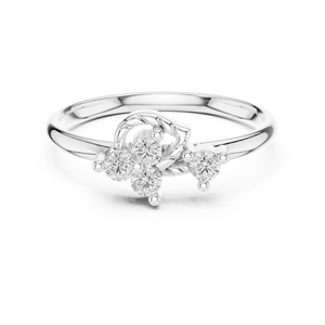 Anillo de Hoja con Tres Diamantes Cultivados en Laboratorio de Oro Sólido de 18K para Mujer - Product Image 1