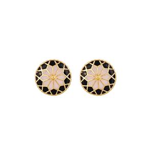Luxury Gold Plated Black Pink Enamel Round Cufflinks for Men Floral Formal Shirt <b>Accessories</b> <b>Wedding</b> Business Gift Cuff Links - Product Image 2