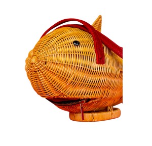 Handmade Fish Shaped Rattan <b>Bag</b> Plant Fiber <b>Wicker</b> Crossbody Storage <b>Bag</b> Animal Design Orange Color - Product Image 6