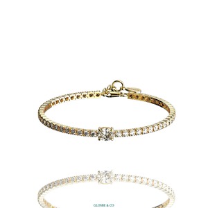 Pulsera de tenis de moissanita para uso diario con globo central ovalado de 6x8mm y plata redonda sintética (cultivada en laboratorio) con certificación GRA - Product Image 2