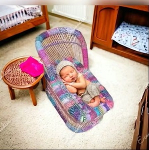 Pool Side Rattan Sun Lounger With Colorful Cushion Traditional Outdoor Patio <b>Chair</b> Solid Back Design For <b>Garden</b> Use for Kids - Product Image 4