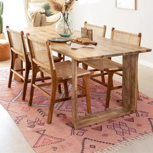 Vandana Hexa Prime Rectangular <b>Round</b> <b>Dining</b> <b>Table</b> Set For 6 (190×90 cm) (<b>Solid</b> <b>Wood</b>) - Product Image 1