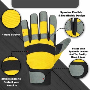Premium Quality Reinforced Synthetic Leather Mechanical Gloves Anti <b>Slip</b> Knit Wrist General Purpose Customized logo - Product Image 4