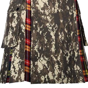 Kilt hybride camouflage pour homme avec doublure en tartan, imprimé numérique, polyester, coupe classique, vêtements européens pour adultes - Product Image 4