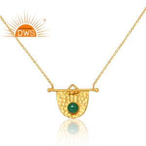 Diseño elegante Plata de Ley 925 Chapado en oro de 18 quilates Aventurina natural Cuarzo verde Colgante Diseño Demi Fine Jewelry Manufacturer - Product Image 4