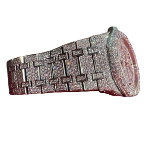 Reloj de Cuarzo Automático con Diamantes Moissanite de Corte Brillante D VVS, Cristal de Zafiro, 40 mm, Estilo Hip Hop Antiguo, con Fecha - Product Image 1