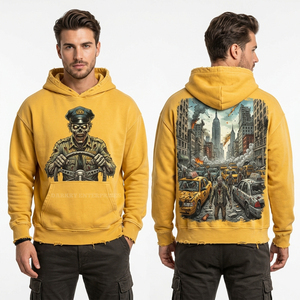 Sudadera con Capucha Amarilla Vintage Personalizada para Hombre, Estilo Urbano, con Estampado Gráfico de Zombie Taxi Driver, de Gran Tamaño, Fabricada por el Fabricante - Product Image 1