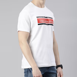 Camiseta de algodón grueso de 400 g/m², estilo urbano, con logo personalizado, cuello redondo, lisa, estampada, con logo personalizado para camisetas de hombre - Product Image 2