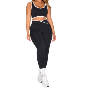 Soutien-gorge de sport et de yoga pour femme, personnalisé, antichoc, à maintien élevé, bicolore, double couche, non réglable, pour la gym, vente en gros - Product Image 2