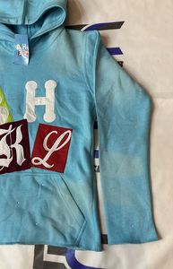 Custom <b>Applique</b> <b>Letter</b> Hoodie With Rhinestone Design Cotton Fleece Streetwear Sun Fade Embroidery Hoodie - Product Image 3