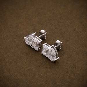 Hot Selling <b>Emerald</b> And Pear Moissanite <b>Stud</b> Toi Et Moi <b>Earrings</b> For Women's 925 Silver Fine Birthday Party Jewelry For Partners - Product Image 4