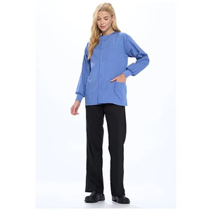 Blouse d'hôpital bleue pour femmes, manches longues, coton et polyester, pour infirmières et médecins - Product Image 6