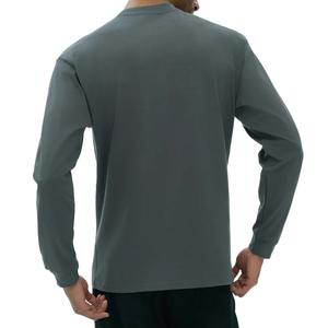 Camiseta Unisex Lisa de Manga Larga con Cuello Alto y Corte Holgado, Lavado Ácido, Algodón, Básica, con Logotipo Personalizado, Proveedor OEM ODM al por Mayor - Product Image 2