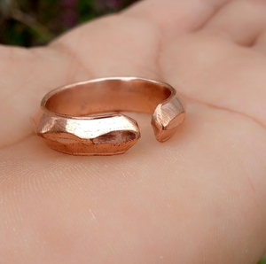 High Grade Pure Copper Magnetic Therapy Band Adjustable Open Cuff <b>Thick</b> Faceted Ends Motif Bio Energy Healing <b>Ring</b> - Product Image 3