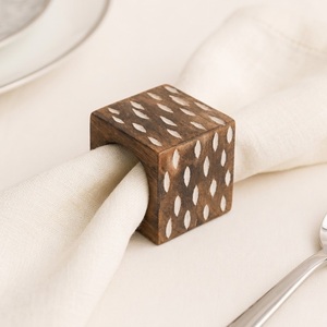 Anillo para Servilletas de Madera de Mango Hecho a Mano con Elegante Diseño de Incrustaciones de Hueso, Decoración de Mesa Ecológica para Bodas y Restaurantes de Hoteles - Product Image 2