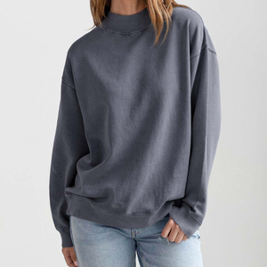 Sudadera Personalizada con Logotipo Frontal para Mujer, Invierno, Otoño, Casual, Holgada, Transpirable, Ligera, 100% Algodón, Cuello Alto Simulado, Manga Larga - Product Image 4