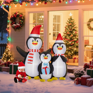 Famiglia di Pinguini Natalizi Gonfiabili Illuminati da 6 Piedi con Luci LED Integrate per Decorazioni Esterne Festive - Product Image 1