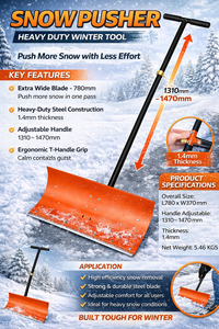 Pala para Nieve con Ruedas, Mango Ajustable, Pala Metálica Manual para Quitar Nieve de Aceras, Color Naranja ODGWTO001 - Product Image 6