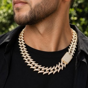 Collier chaîne cubaine en argent 925 plaqué rhodium pour homme avec pendentif cadenas diamanté, bijou hip-hop tendance pour le quotidien - Product Image 4