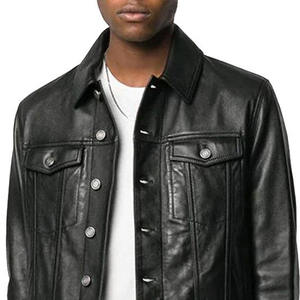 Men's 100% Polyester Thick Leather Jacket Stand Collar <b>Covered</b> <b>Button</b> Patchwork Design Windproof Breathable Cotton Filled High - Product Image 2