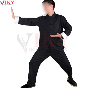 Uniforme d'arts martiaux de qualité supérieure, fabrication directe en usine, vente en gros personnalisée, noir et blanc, uniforme traditionnel de Kung Fu - Product Image 2