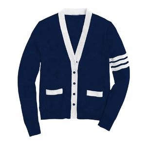 Cardigan universitaire unisexe en maille col V pull d'hiver à manches longues avec boutons logo et couleur personnalisables - Product Image 6