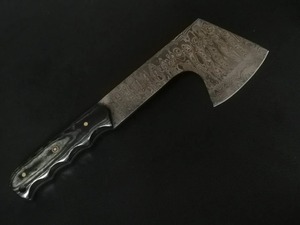 Custom Hand-Forged BA Enterprises 10.5" CUSTOM HAND MADE DAMASCUS STEEL <b>AXE</b> DENSIFIED WOOD <b>HANDLE</b> W/SHEATH - Product Image 3