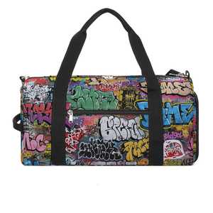 Sac de voyage coloré à imprimé graffiti avec fermeture éclair, multifonctionnel, style décontracté, en polyester - Product Image 1