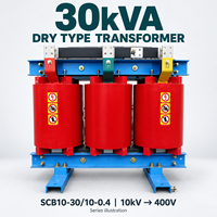 Transformateur de distribution sec triphasé 10/10,5/11 kV 400 V 30 kVA 50/60 Hz avec enroulement cuivre/aluminium Dyn11/Yyn0 personnalisable