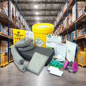 Kit anti-déversement universel 30 litres avec seau – Kit de réponse aux déversements d'huile et de produits chimiques portable pour le nettoyage des déversements industriels - Product Image 1