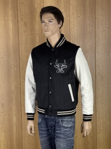 GRIP SAFE INDUSTRIES <b>Men's</b> Winter Varsity <b>Jacket</b> Genuine <b>Leather</b> Sleeves Polyester/Cotton Shell Zipper Closure Customizable - Product Image 2