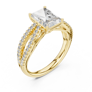 Bague de fiançailles en or avec diamant de laboratoire, double rangée pavée, élégante, pour femme - Product Image 1