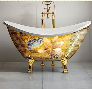 Baignoire en laiton martelé à la main, ornée de bagues latérales vintage et de pieds à griffes, disponible à prix de gros. - Product Image 5