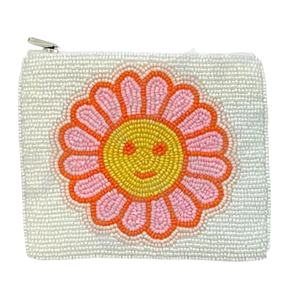 Para el diseño de flores, monedero con cremallera y cuentas de semillas personalizadas, monedero hermoso, accesorio de moda, características Unisex - Product Image 1