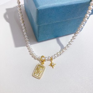 Collar de Perlas de Agua Dulce Pequeñas de 4-5 mm con Hebilla Universal de Copo de Nieve y Estrellas, Novedad de Principios de Verano - Product Image 3