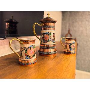 Mug en métal vintage avec broderie florale, réutilisable, souvenir, vaisselle fantaisie, mugs en cuivre avec poignée en laiton, qualité alimentaire - Product Image 5